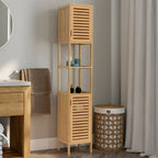 Meuble colonne de salle de bain en bambou BEA 2 portes