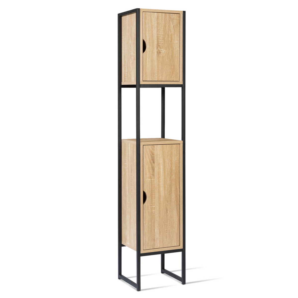 Meuble colonne de salle de bain DETROIT 2 portes 1 niche design industriel