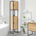 Meuble colonne de salle de bain DETROIT 2 portes 1 niche design industriel