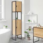 Meuble colonne de salle de bain DETROIT 2 portes 1 niche design industriel