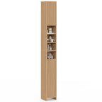 Meuble colonne de salle de bain VICTOR, 2 portes, 4 niches, effet lattes