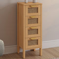 Meuble d'appoint 4 tiroirs EDHEN 30x30x80 cm chiffonnier pour entrée salle de bain avec cannage