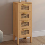 Meuble d'appoint 4 tiroirs EDHEN 30x30x80 cm chiffonnier pour entrée salle de bain avec cannage