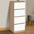 Meuble d'appoint 4 tiroirs TOMI 30x30x80 cm, chiffonnier pour entrée et salle de bain, bois décor hêtre et blanc
