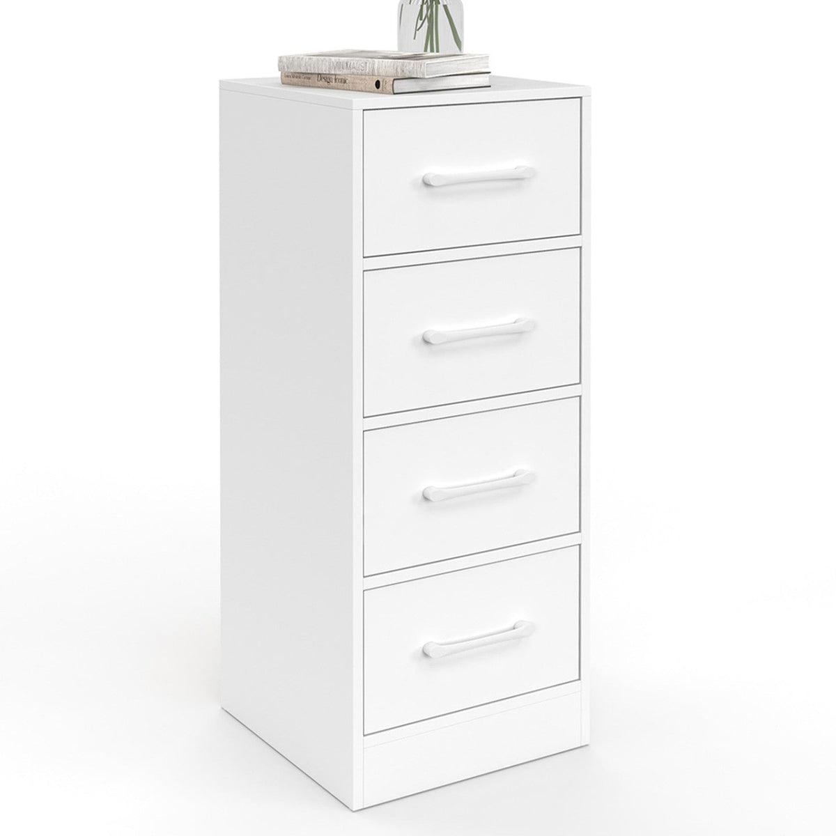 Meuble d'appoint 4 tiroirs UPPAH 30 cm chiffonnier, meuble de rangement bois blanc
