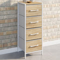 Meuble d'appoint 4 tiroirs UTAH 30x30x80 cm chiffonnier pour entrée salle de bain design industriel bois façon hêtre et blanc
