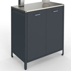 Meuble de cuisine d'extérieur PAREO 2 portes en acier gris anthracite