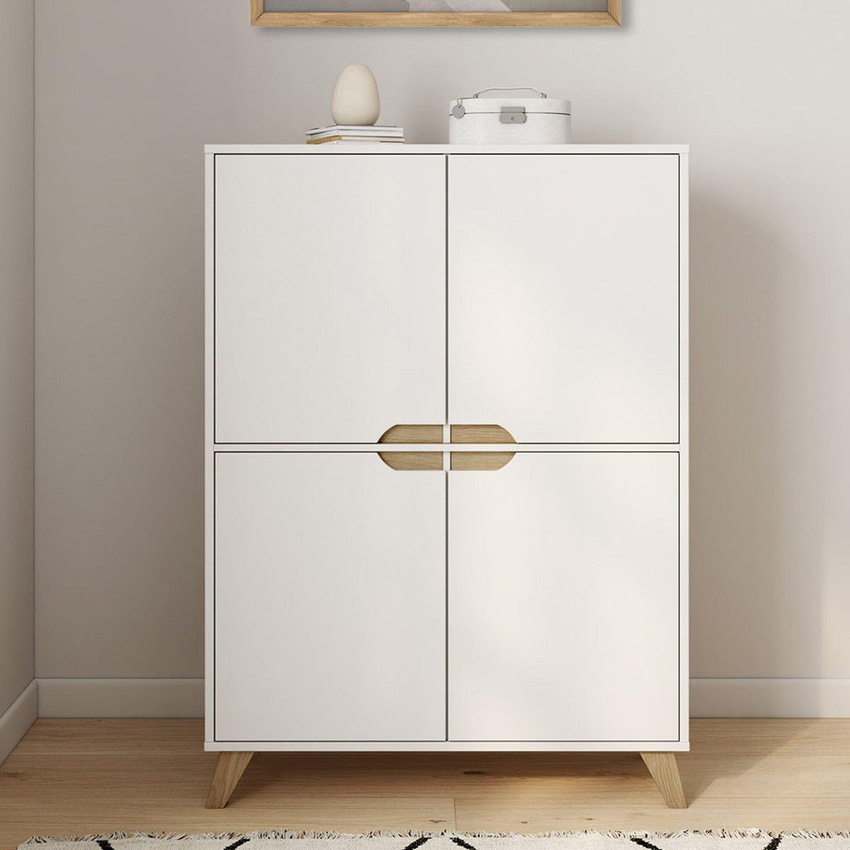 Meuble de rangement 4 portes scandinave blanc HELSINKI