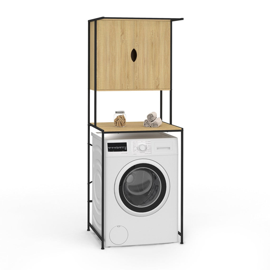 Meuble de rangement pour lave-linge avec placard DETROIT design industriel