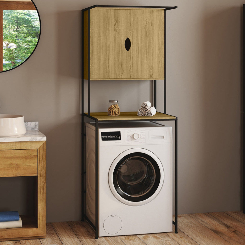 Meuble de rangement pour lave-linge avec placard DETROIT design industriel