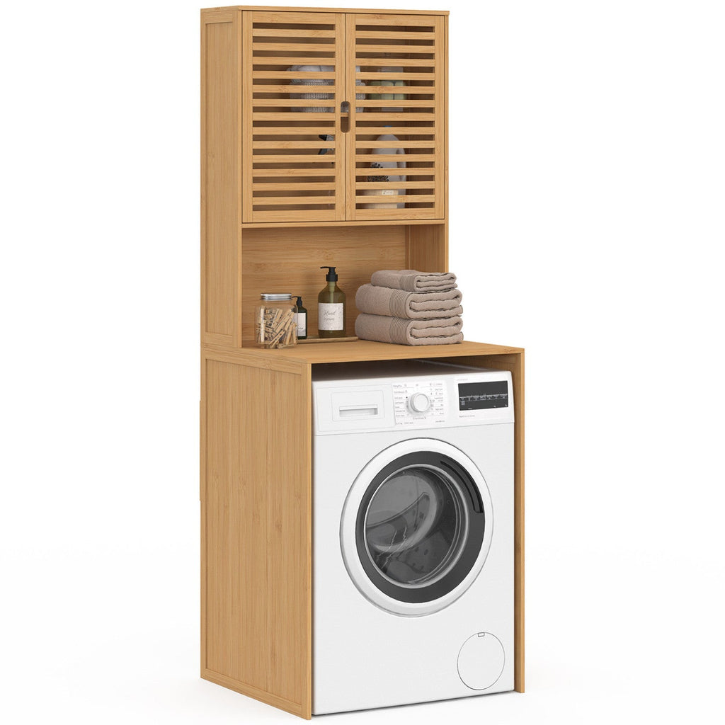 Meuble sur machine à laver en bambou BEA avec placard