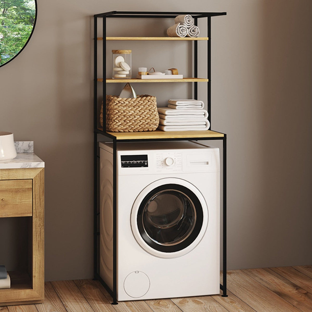Meuble étagères de rangement pour lave-linge design industriel DETROIT