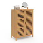 Meuble de rangement salle de bain en bambou BEA, 3 tiroirs avec placard