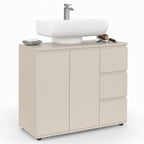 Meuble sous-lavabo de salle de bain TOMI avec placard et 3 tiroirs beige