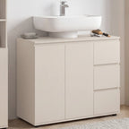 Meuble sous-lavabo de salle de bain TOMI avec placard et 3 tiroirs beige