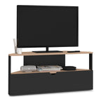 Meuble TV d'angle 100 cm ELI aspect hêtre et noir