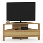 Meuble TV d'angle 100 cm HANAE 1 porte effet cannage naturel