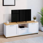 Meuble TV 110 cm VITO avec tiroir et niche blanc et bois