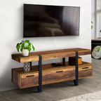 Meuble TV 113 cm AUSTRIA avec tiroirs en bois et pieds épingle