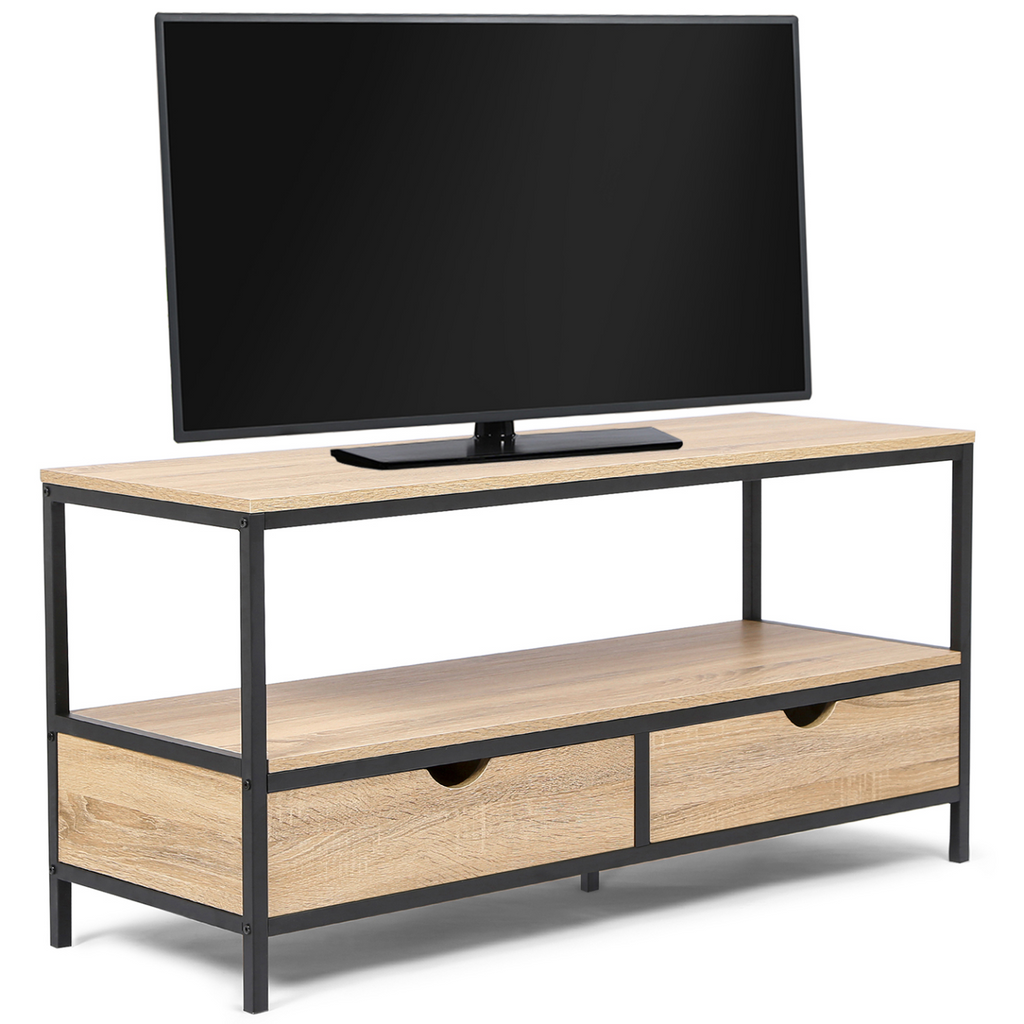 Meuble TV 113 cm DETROIT 2 tiroirs design industriel