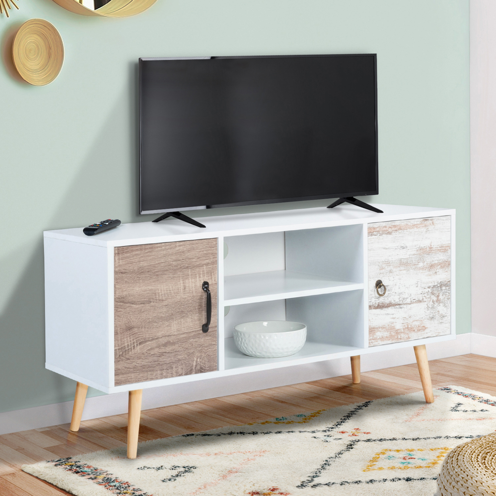 Meuble TV scandinave 113 cm BAHIA 2 portes