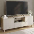 Meuble TV 140 cm BERTILLE 2 portes avec tiroir bois beige