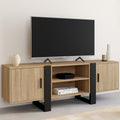 Meuble TV 140 cm PHOENIX 2 portes bois et noir