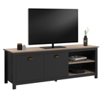 Meuble TV 140 cm style campagne ISIS bois et noir