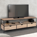 Meuble TV 160 cm DETROIT 3 tiroirs style industriel