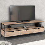 Meuble TV 160 cm DETROIT 3 tiroirs style industriel