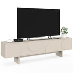 Meuble TV 180 cm ARVIN 2 portes avec reliefs arrondis bois coloris beige