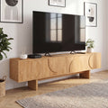 Meuble TV 180 cm ARVIN 2 portes avec reliefs arrondis bois clair