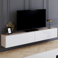 Meuble TV suspendu 180 cm ELIO, 2 portes, bois et blanc