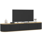 Meuble TV suspendu 180 cm LEORA 3 portes bois et noir