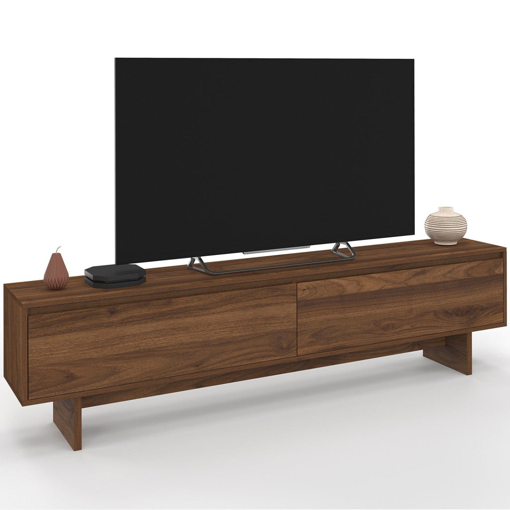 Meuble TV 180 cm YURI 2 portes effet noyer