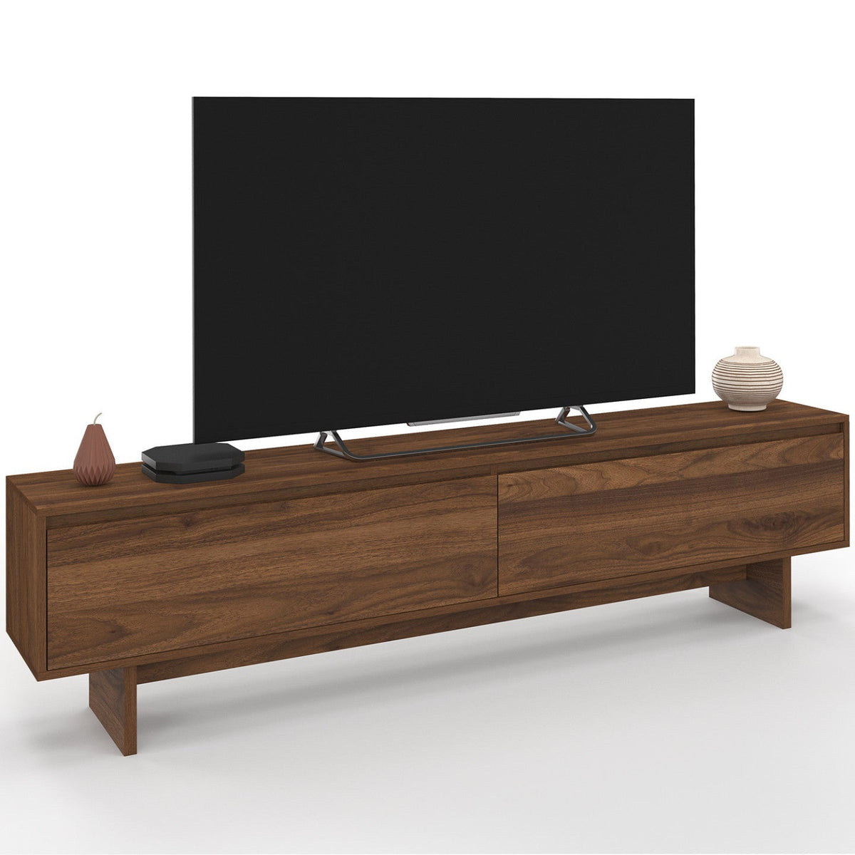 Meuble TV 180 cm YURI 2 portes effet noyer