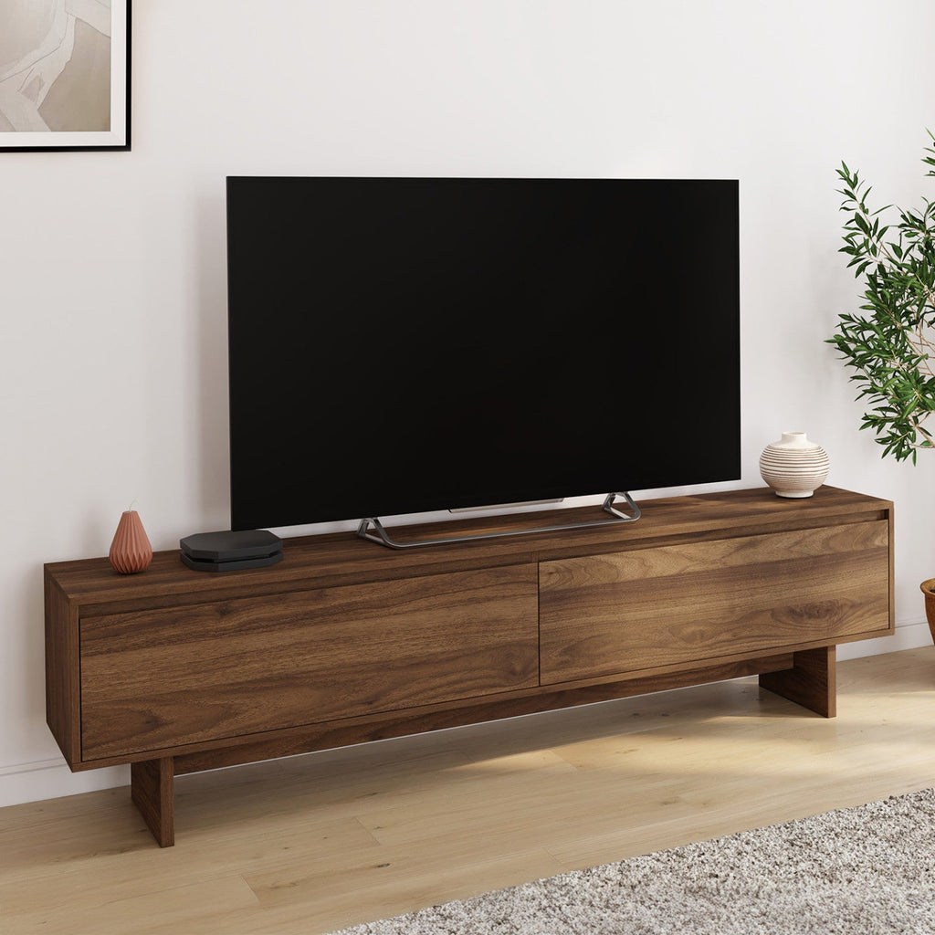 Meuble TV 180 cm YURI 2 portes effet noyer