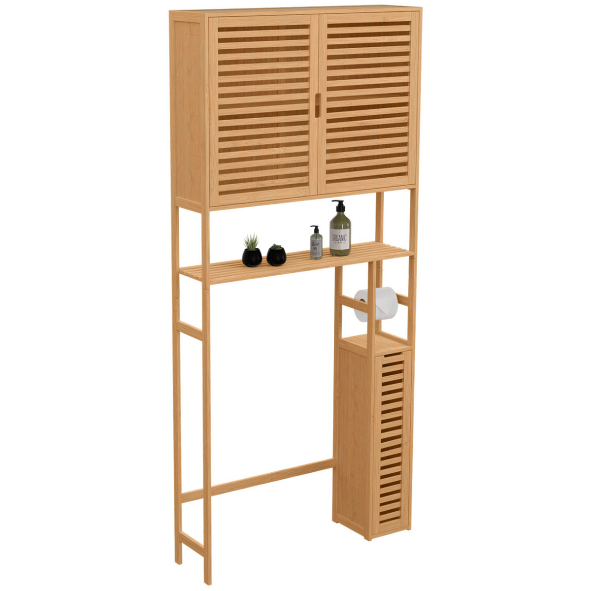 Meuble WC 3 en 1 avec armoires de rangement en bambou BEA