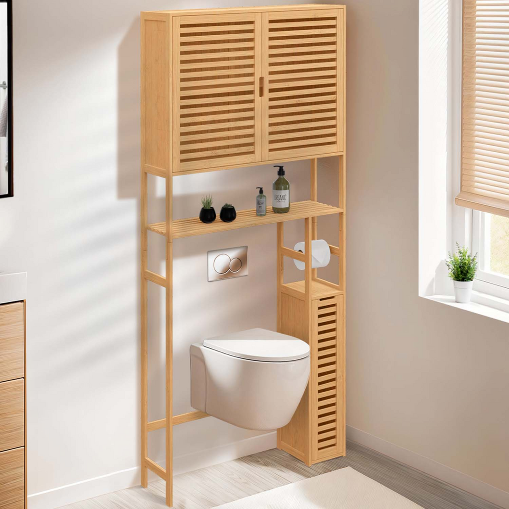 Meuble WC 3 en 1 avec armoires de rangement en bambou BEA