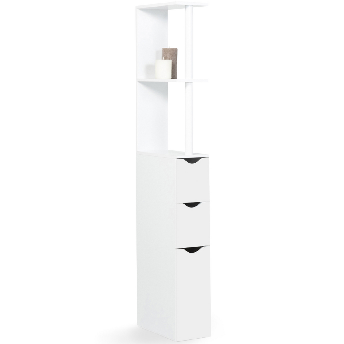 Meuble WC étagère WILLY blanc 3 portes en bois