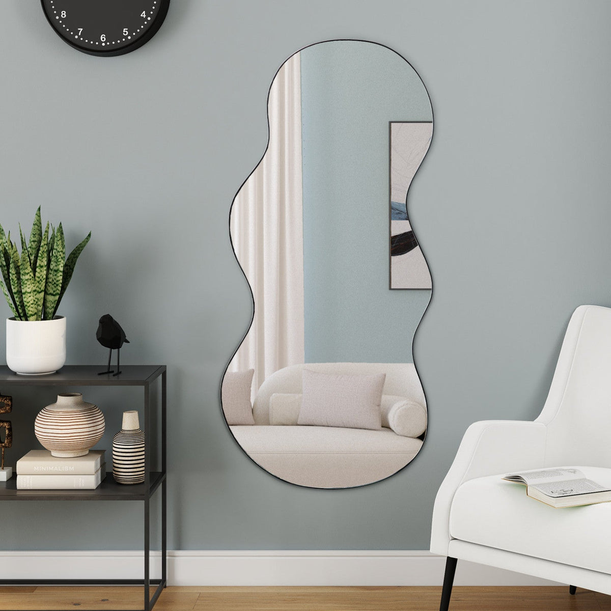 Miroir organique contour noir 45 x 100 cm