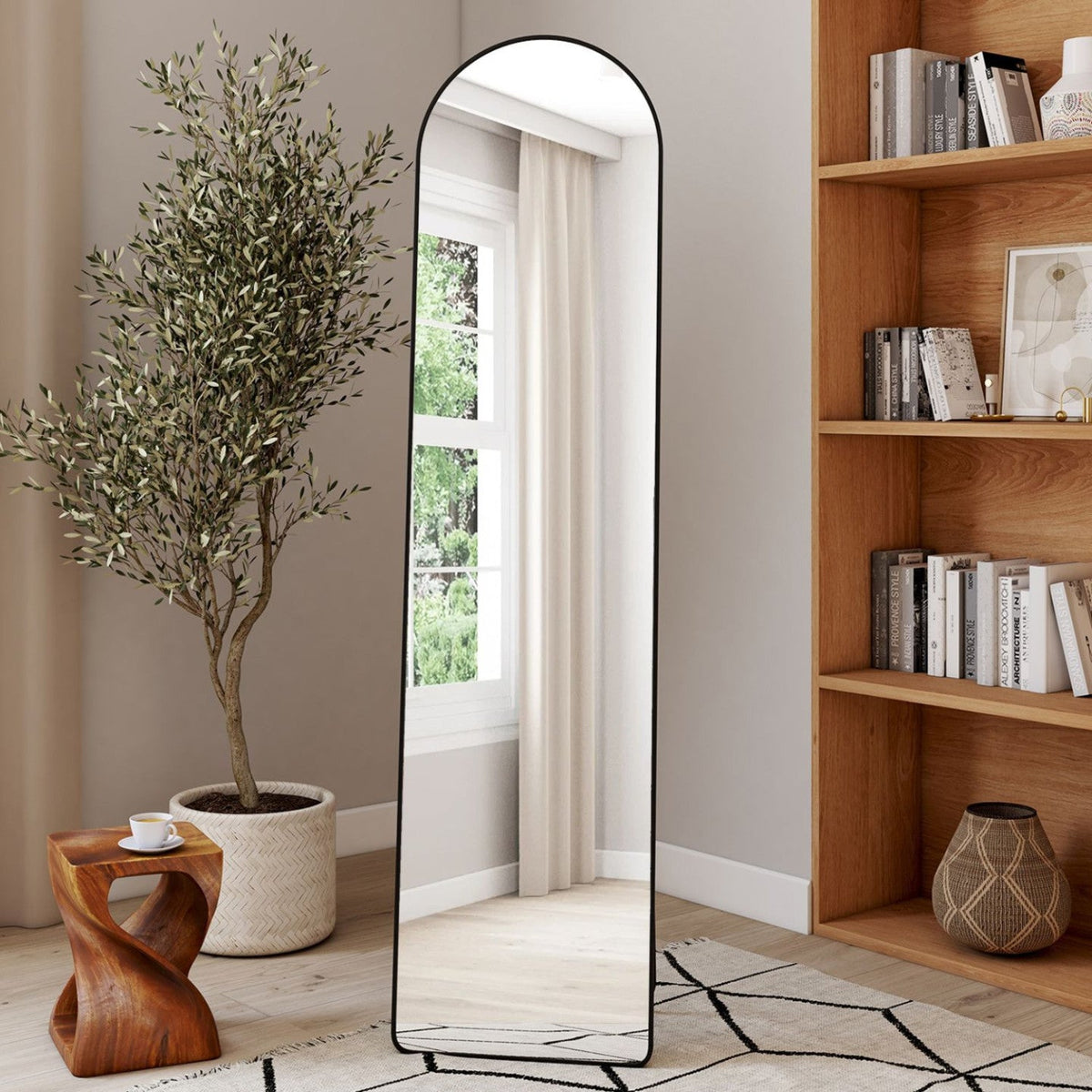 Miroir sur pied à contour noir 160 x 40 cm