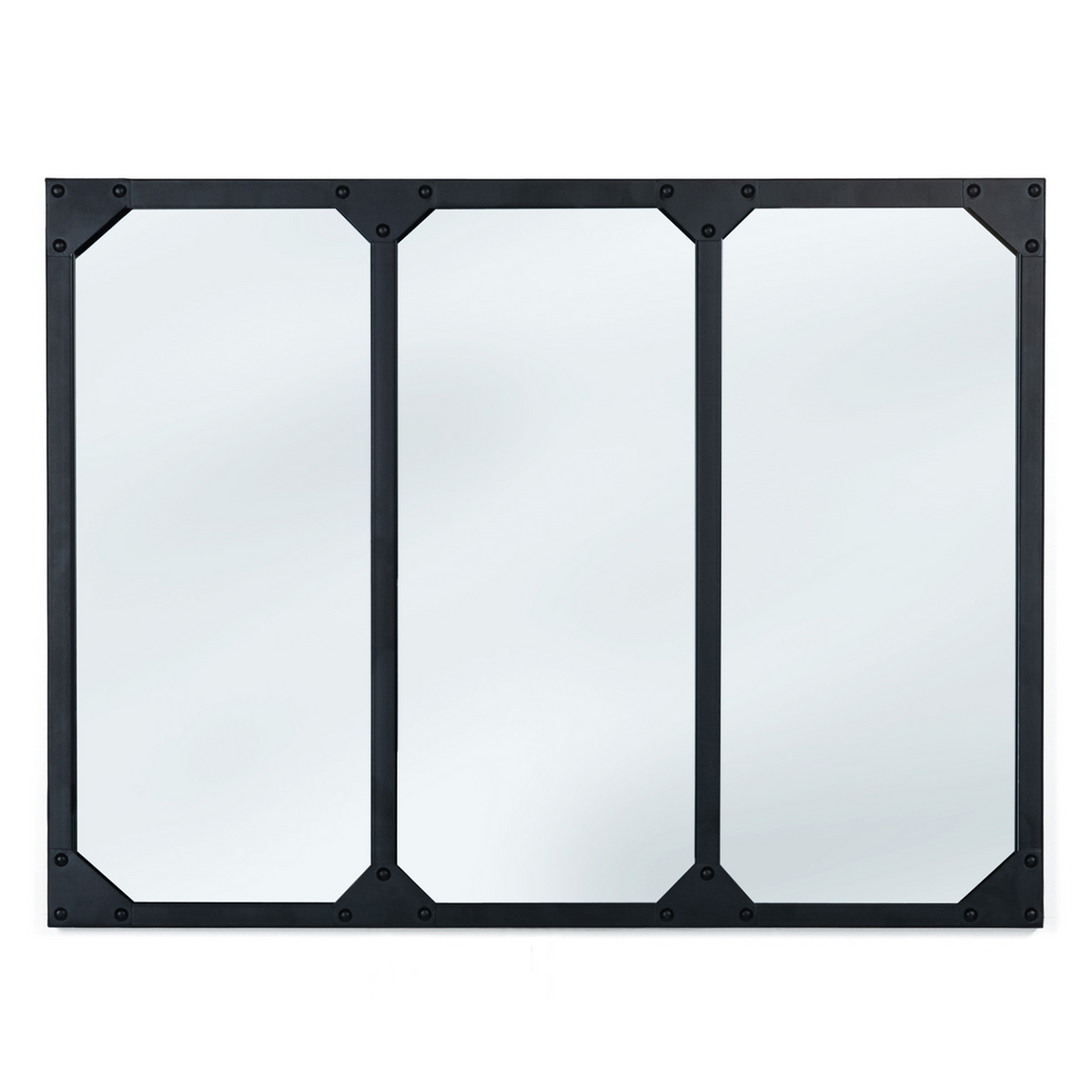 Miroir verrière 3 bandes style industriel 80x60 cm