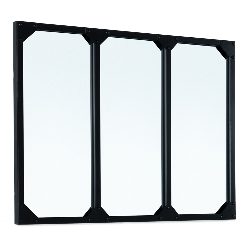 Miroir verrière 3 bandes style industriel 80x60 cm