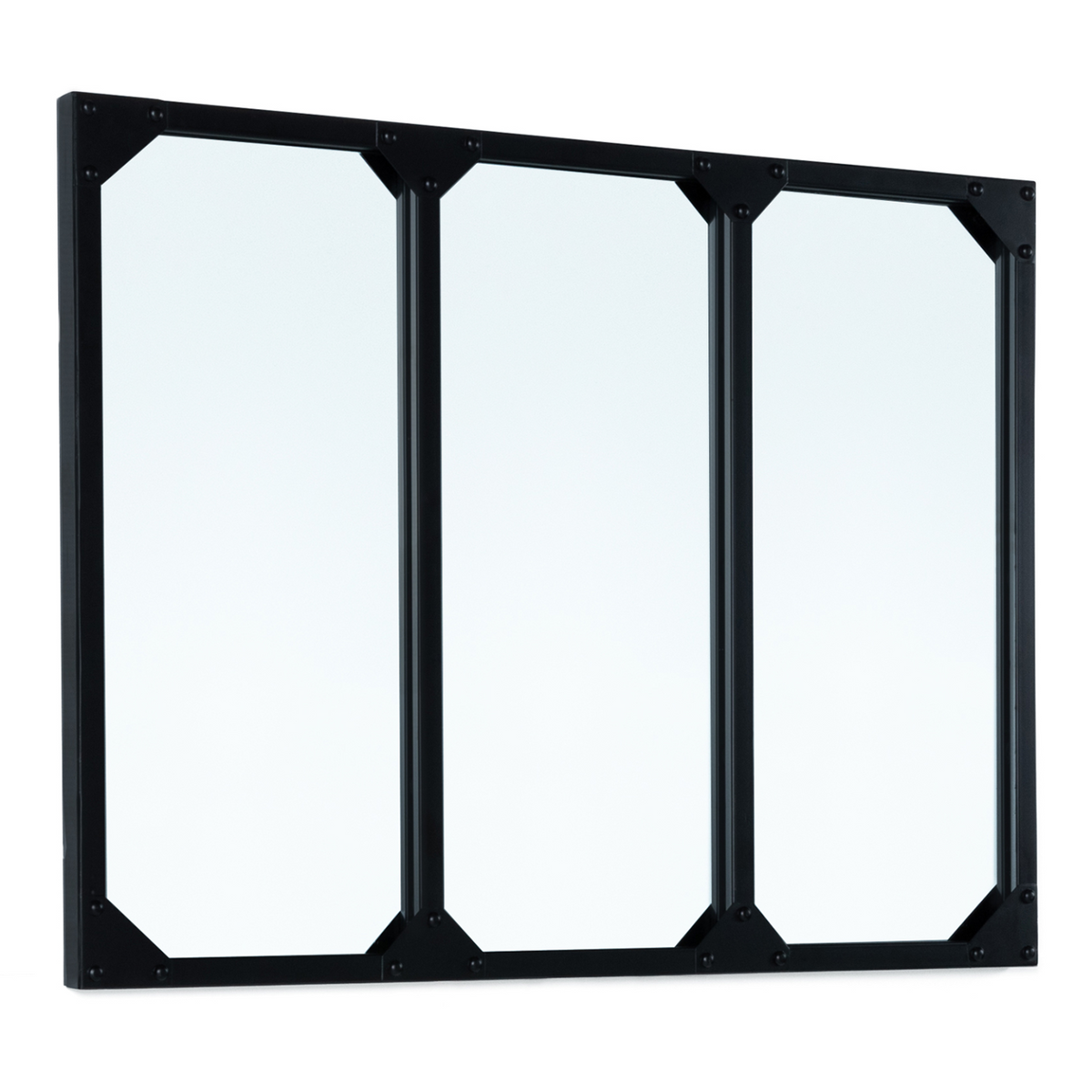 Miroir verrière 3 bandes style industriel 80x60 cm