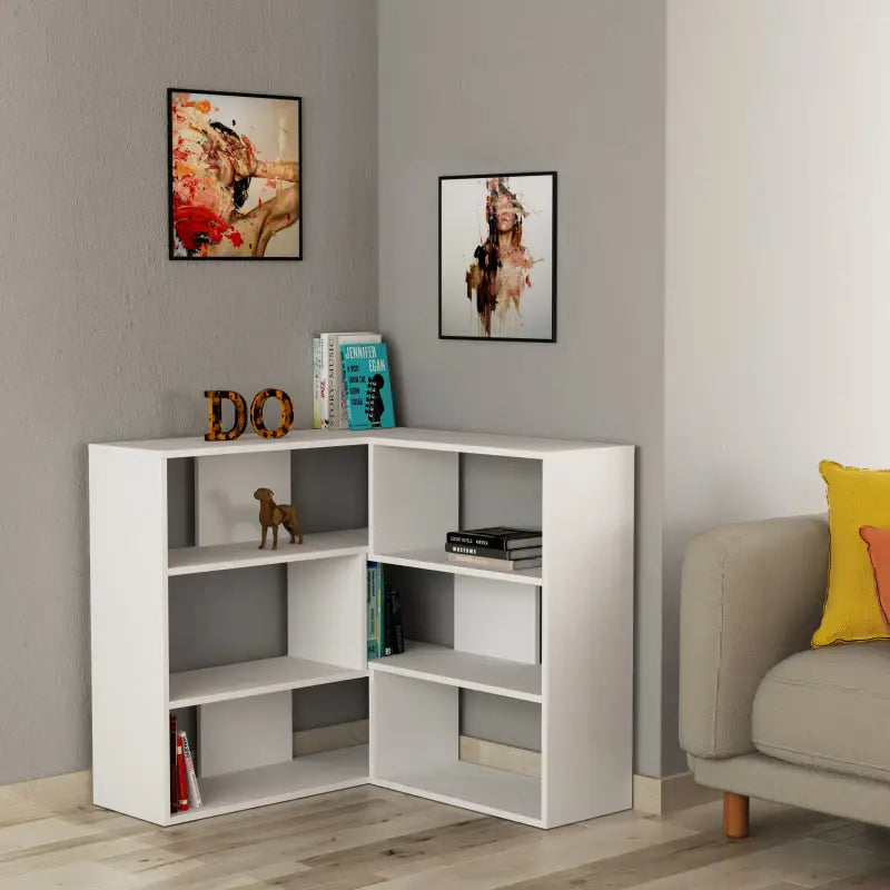 Molly Moderne Bibliothèque d'angle polyvalente Unité de présentation Séparateur de pièce N°3 Courte 89cm