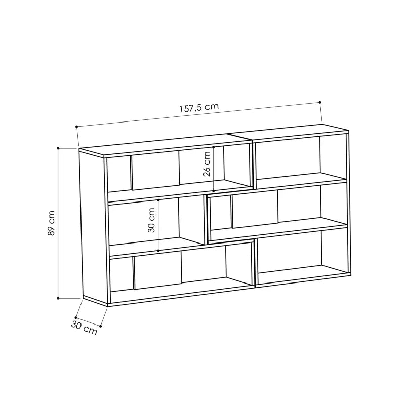Molly Moderne Bibliothèque d'angle polyvalente Unité de présentation Séparateur de pièce N°3 Courte 89cm