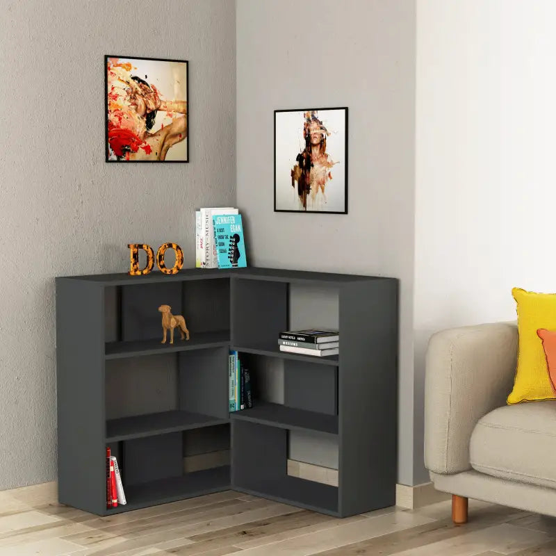 Molly Moderne Bibliothèque d'angle polyvalente Unité de présentation Séparateur de pièce N°3 Courte 89cm