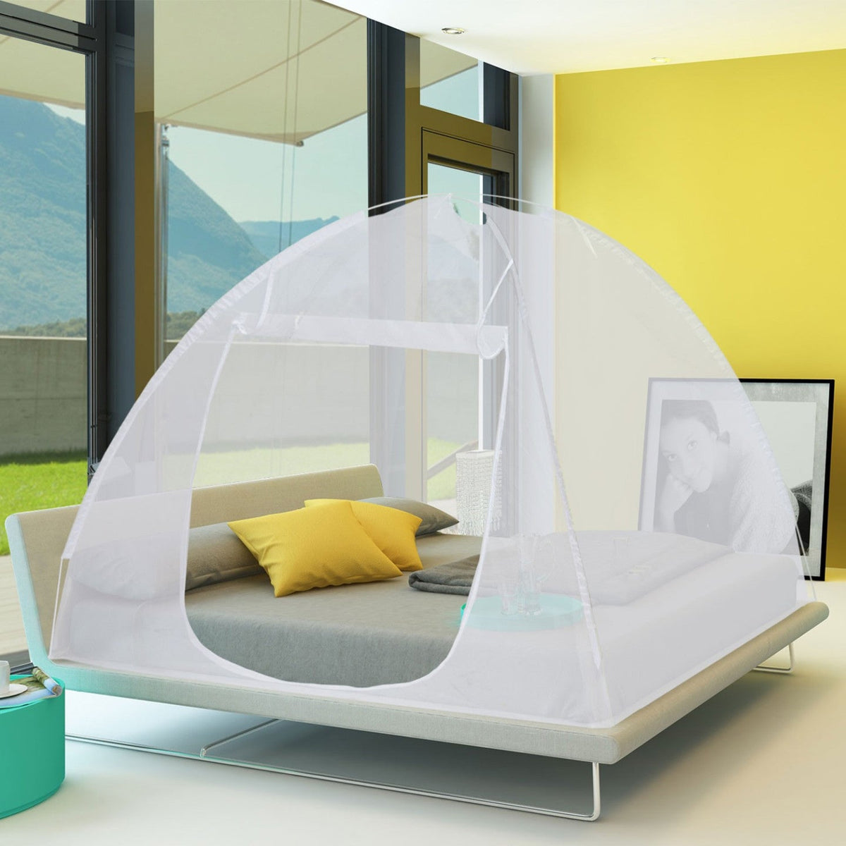 Moustiquaire dôme pop-up mobile 195x150 cm pour lit