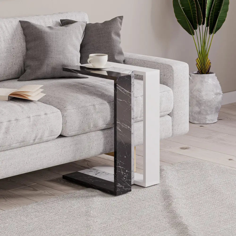 Muju Table d'appoint moderne en C polyvalente H 57 cm